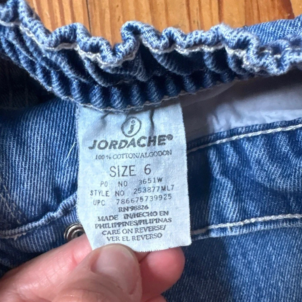 Jordache Denim Capris Kids Blue Boho Beaded Fringe Vintage SIZE 6